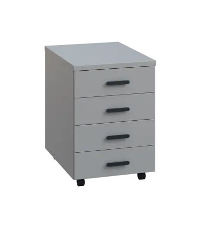 LK 2 - 01 kontejner pojízdný, 4-zásuvkový, deska 25 mm, bez zámku, šedá